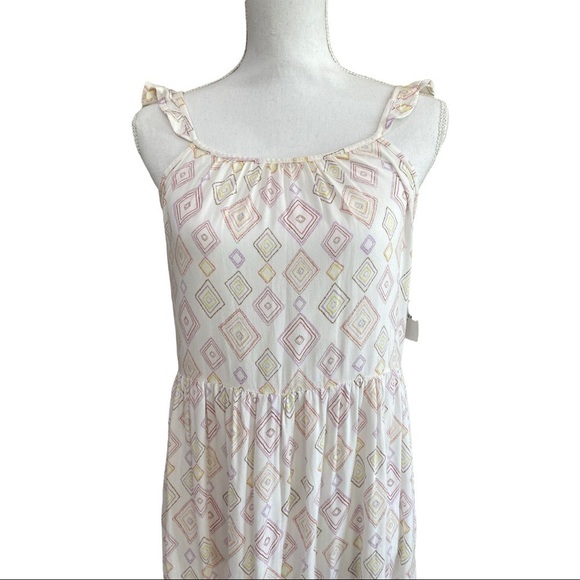 NWT ARIZONA Sleeveless Geometric White Maxi Dress Size L - Picture 2 of 7